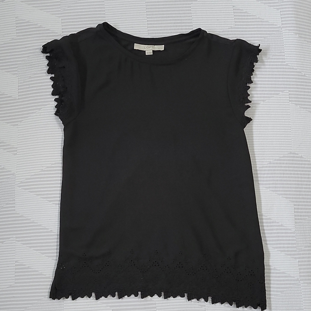 Loft Small Petite lace trimmed blouse